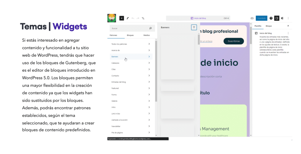 Configuración de widgets en WordPress